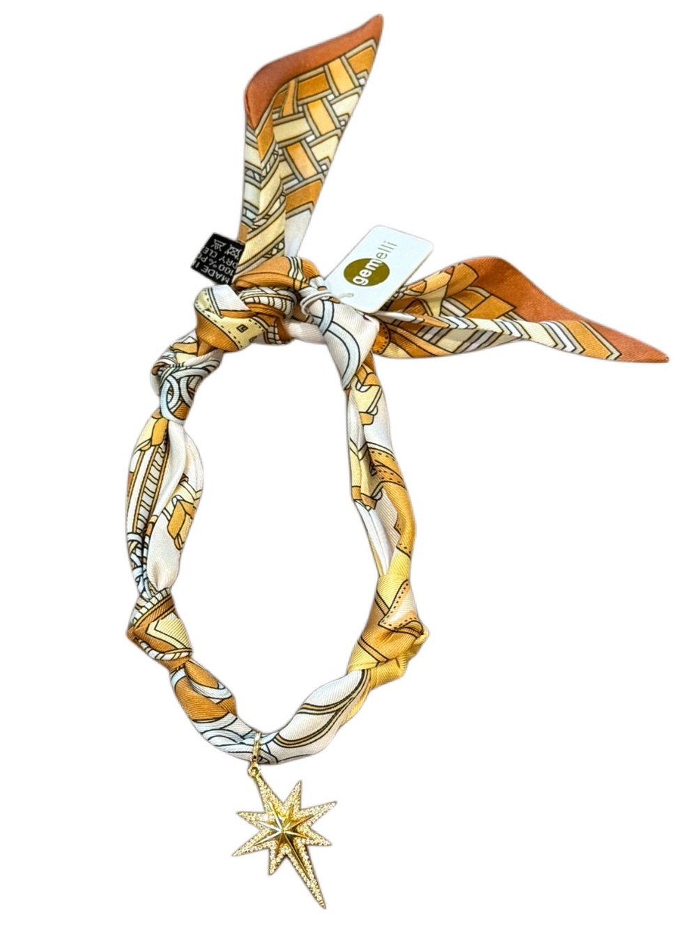 NWT Gemelli Yellow Scarf Necklace with Star Pendant